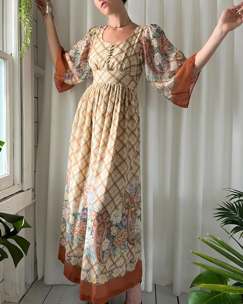 60s Floral Maxi Dress | S