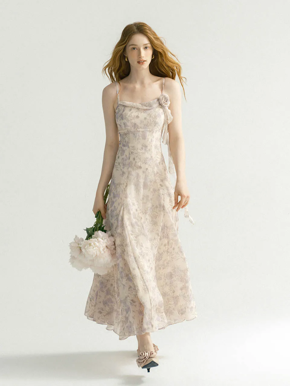 Purple flori long dress