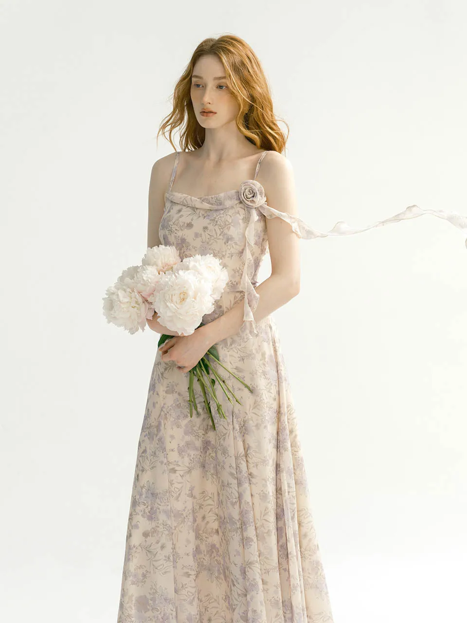 Purple flori long dress